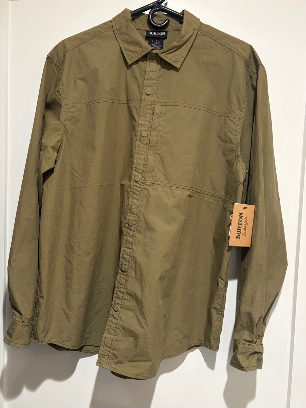 Brand new Burton Olive-Tan Snap Front Shirt